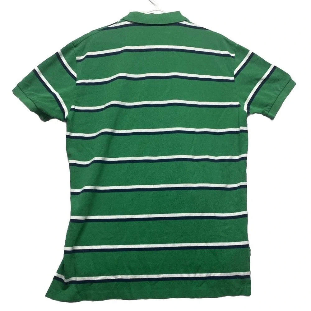 Polo Ralph Lauren Polo Shirt Mens XL Green Striped Hi Low Hem Side Slit Golf